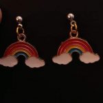 Rainbow earrings with clouds